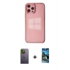 MARSİLYAN™- iPhone 12 Pro Max Kılıf Doruk Doku Prime - Siyah 34D Izgaralı Cam + Neon Fosforlu Kamera Lens - YL