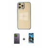 MARSİLYAN™- iPhone 12 Pro Max Kılıf Doruk Doku Prime - Siyah 34D Izgaralı Cam + Neon Fosforlu Kamera Lens - YL
