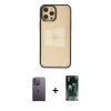 MARSİLYAN™- iPhone 12 Pro Max Kılıf Doruk Doku Prime - Siyah 360 Mat Full Body Arka Koruyucu + Neon Fosforlu Kamera Lens - BZ