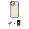 MARSİLYAN™- iPhone 12 Pro Max Kılıf Doruk Doku Prime - Siyah 360 Mat Full Body Arka Koruyucu + Shine Kamera Lens Koruma Cam - GI