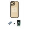 MARSİLYAN™- iPhone 12 Pro Max Kılıf Doruk Doku Prime - Siyah 360 Mat Full Body Arka Koruyucu + Shine Kamera Lens Koruma Cam - GI