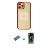 MARSİLYAN™- iPhone 12 Pro Max Kılıf Doruk Doku Prime - Siyah 360 Mat Full Body Arka Koruyucu + Shine Kamera Lens Koruma Cam - GD