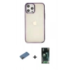 MARSİLYAN™- iPhone 12 Pro Max Kılıf Doruk Doku Prime - Siyah 360 Mat Full Body Arka Koruyucu + Shine Kamera Lens Koruma Cam - GD