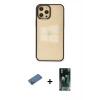 MARSİLYAN™- iPhone 12 Pro Max Kılıf Doruk Doku Prime - Siyah 360 Mat Full Body Arka Koruyucu + Shine Kamera Lens Koruma Cam - GD