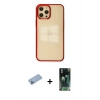 MARSİLYAN™- iPhone 12 Pro Max Kılıf Doruk Doku Prime - Siyah 360 Mat Full Body Arka Koruyucu + Shine Kamera Lens Koruma Cam - MI