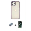 MARSİLYAN™- iPhone 12 Pro Max Kılıf Doruk Doku Prime - Siyah 360 Mat Full Body Arka Koruyucu + Metal Kamera Lens Koruma Cam - KI