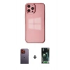 MARSİLYAN™- iPhone 12 Pro Max Kılıf Doruk Doku Prime - Siyah 360 Mat Full Body Arka Koruyucu + Neon Fosforlu Kamera Lens - TU