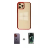 MARSİLYAN™- iPhone 12 Pro Max Kılıf Doruk Doku Prime - Siyah 360 Mat Full Body Arka Koruyucu + Neon Fosforlu Kamera Lens - TU