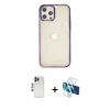 MARSİLYAN™- iPhone 12 Pro Max Kılıf Doruk Doku Prime - Siyah 3D Antistatik Cam Ekran Koruyucu + Shine Kamera Lens - LT