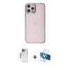 MARSİLYAN™- iPhone 12 Pro Max Kılıf Doruk Doku Prime - Siyah 3D Antistatik Cam Ekran Koruyucu + Shine Kamera Lens - LT