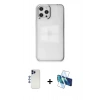 MARSİLYAN™- iPhone 12 Pro Max Kılıf Doruk Doku Prime - Siyah 3D Antistatik Cam Ekran Koruyucu + Shine Kamera Lens - LT