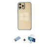 MARSİLYAN™- iPhone 12 Pro Max Kılıf Doruk Doku Prime - Siyah 3D Antistatik Cam Ekran Koruyucu + Shine Kamera Lens Koruma Cam - MI