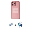 MARSİLYAN™- iPhone 12 Pro Max Kılıf Doruk Doku Prime - Siyah 3D Antistatik Cam Ekran Koruyucu + Shine Kamera Lens Koruma Cam - MI