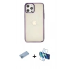 MARSİLYAN™- iPhone 12 Pro Max Kılıf Doruk Doku Prime - Siyah 3D Antistatik Cam Ekran Koruyucu + Shine Kamera Lens Koruma Cam - MI