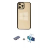 MARSİLYAN™- iPhone 12 Pro Max Kılıf Doruk Doku Prime - Siyah 3D Antistatik Cam Ekran Koruyucu + Renkli Kamera Lens Koruma Cam - PE
