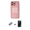 MARSİLYAN™- iPhone 12 Pro Max Kılıf Doruk Doku Prime - Siyah 3D Antistatik Hayalet Cam Ekran Koruyucu + Shine Kamera Lens Koruma Cam - GI