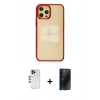MARSİLYAN™- iPhone 12 Pro Max Kılıf Doruk Doku Prime - Siyah 3D Antistatik Hayalet Cam Ekran Koruyucu + Shine Kamera Lens - GD