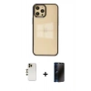 MARSİLYAN™- iPhone 12 Pro Max Kılıf Doruk Doku Prime - Siyah 3D Antistatik Hayalet Cam Ekran Koruyucu + Shine Kamera Lens - GD