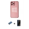 MARSİLYAN™- iPhone 12 Pro Max Kılıf Doruk Doku Prime - Siyah 3D Antistatik Hayalet Cam Ekran Koruyucu + Shine Kamera Lens Koruma Cam - GD