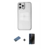 MARSİLYAN™- iPhone 12 Pro Max Kılıf Doruk Doku Prime - Siyah 3D Antistatik Hayalet Cam Ekran Koruyucu + Shine Kamera Lens Koruma Cam - GD