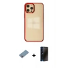 MARSİLYAN™- iPhone 12 Pro Max Kılıf Doruk Doku Prime - Siyah 3D Antistatik Hayalet Cam Ekran Koruyucu + Shine Kamera Lens Koruma Cam - GI