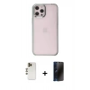 MARSİLYAN™- iPhone 12 Pro Max Kılıf Doruk Doku Prime - Siyah 3D Antistatik Hayalet Cam Ekran Koruyucu + Shine Kamera Lens - GD