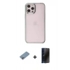 MARSİLYAN™- iPhone 12 Pro Max Kılıf Doruk Doku Prime - Siyah 3D Antistatik Hayalet Cam Ekran Koruyucu + Shine Kamera Lens Koruma Cam - GI