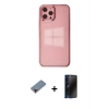 MARSİLYAN™- iPhone 12 Pro Max Kılıf Doruk Doku Prime - Siyah 3D Antistatik Hayalet Cam Ekran Koruyucu + Metal Kamera Lens Koruma Cam - KI