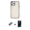 MARSİLYAN™- iPhone 12 Pro Max Kılıf Doruk Doku Prime - Siyah 3D Antistatik Hayalet Cam Ekran Koruyucu + Metal Kamera Lens Koruma Cam - KI