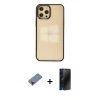 MARSİLYAN™- iPhone 12 Pro Max Kılıf Doruk Doku Prime - Siyah 3D Antistatik Hayalet Cam Ekran Koruyucu + Metal Kamera Lens Koruma Cam - KI
