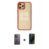 MARSİLYAN™- iPhone 12 Pro Max Kılıf Doruk Doku Prime - Siyah 3D Antistatik Hayalet Cam Ekran Koruyucu + Neon Fosforlu Kamera Lens - SI