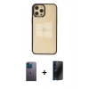 MARSİLYAN™- iPhone 12 Pro Max Kılıf Doruk Doku Prime - Siyah 3D Antistatik Hayalet Cam Ekran Koruyucu + Neon Fosforlu Kamera Lens - MI