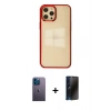 MARSİLYAN™- iPhone 12 Pro Max Kılıf Doruk Doku Prime - Siyah 3D Antistatik Hayalet Cam Ekran Koruyucu + Neon Fosforlu Kamera Lens - MI