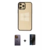 MARSİLYAN™- iPhone 12 Pro Max Kılıf Doruk Doku Prime - Siyah 3D Antistatik Hayalet Cam Ekran Koruyucu + Neon Fosforlu Kamera Lens - SI