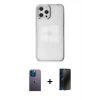 MARSİLYAN™- iPhone 12 Pro Max Kılıf Doruk Doku Prime - Siyah 3D Antistatik Hayalet Cam Ekran Koruyucu + Neon Fosforlu Kamera Lens - MI