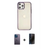 MARSİLYAN™- iPhone 12 Pro Max Kılıf Doruk Doku Prime - Siyah 3D Antistatik Hayalet Cam Ekran Koruyucu + Neon Fosforlu Kamera Lens - MI