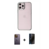 MARSİLYAN™- iPhone 12 Pro Max Kılıf Doruk Doku Prime - Siyah 3D Antistatik Hayalet Cam Ekran Koruyucu + Neon Fosforlu Kamera Lens - SI