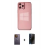 MARSİLYAN™- iPhone 12 Pro Max Kılıf Doruk Doku Prime - Siyah 3D Antistatik Hayalet Cam Ekran Koruyucu + Neon Fosforlu Kamera Lens - SI
