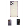 MARSİLYAN™- iPhone 12 Pro Max Kılıf Doruk Doku Prime - Siyah 3D Antistatik Hayalet Cam Ekran Koruyucu + Neon Fosforlu Kamera Lens - SI