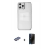 MARSİLYAN™- iPhone 12 Pro Max Kılıf Doruk Doku Prime - Siyah 3D Antistatik Hayalet Cam Ekran Koruyucu + Renkli Kamera Lens Koruma Cam - PE