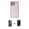 MARSİLYAN™- iPhone 12 Pro Max Kılıf Doruk Doku Prime - Siyah 3D Antistatik Hayalet Cam Ekran Koruyucu + Neon Fosforlu Kamera Lens - TU