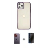 MARSİLYAN™- iPhone 12 Pro Max Kılıf Doruk Doku Prime - Siyah 3D Antistatik Hayalet Cam Ekran Koruyucu + Neon Fosforlu Kamera Lens - TU