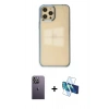 MARSİLYAN™- iPhone 12 Pro Max Kılıf Doruk Doku Prime - Siyah 3D Antistatik Seramik Nano Ekran Koruyucu + Neon Fosforlu Kamera Lens - BZ