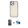 MARSİLYAN™- iPhone 12 Pro Max Kılıf Doruk Doku Prime - Siyah 3D Antistatik Seramik Nano Ekran Koruyucu + Neon Fosforlu Kamera Lens - BZ