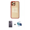 MARSİLYAN™- iPhone 12 Pro Max Kılıf Doruk Doku Prime - Siyah 3D Antistatik Seramik Nano Ekran Koruyucu + Neon Fosforlu Kamera Lens - BZ
