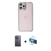 MARSİLYAN™- iPhone 12 Pro Max Kılıf Doruk Doku Prime - Siyah 3D Antistatik Seramik Nano Ekran Koruyucu + Neon Fosforlu Kamera Lens - BZ