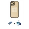 MARSİLYAN™- iPhone 12 Pro Max Kılıf Doruk Doku Prime - Siyah 3D Antistatik Seramik Nano Ekran Koruyucu + Shine Kamera Lens Koruma Cam - GD