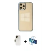 MARSİLYAN™- iPhone 12 Pro Max Kılıf Doruk Doku Prime - Siyah 3D Antistatik Seramik Nano Ekran Koruyucu + Shine Kamera Lens - GD