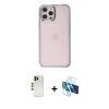 MARSİLYAN™- iPhone 12 Pro Max Kılıf Doruk Doku Prime - Siyah 3D Antistatik Seramik Nano Ekran Koruyucu + Shine Kamera Lens - GD