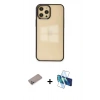 MARSİLYAN™- iPhone 12 Pro Max Kılıf Doruk Doku Prime - Siyah 3D Antistatik Seramik Nano Ekran Koruyucu + Shine Kamera Lens Koruma Cam - SABE